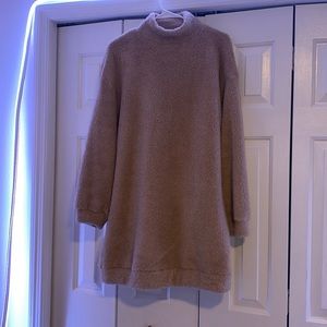 SHEIN EZwear Mock-neck Drop Shoulder Teddy Sweatshirt dress